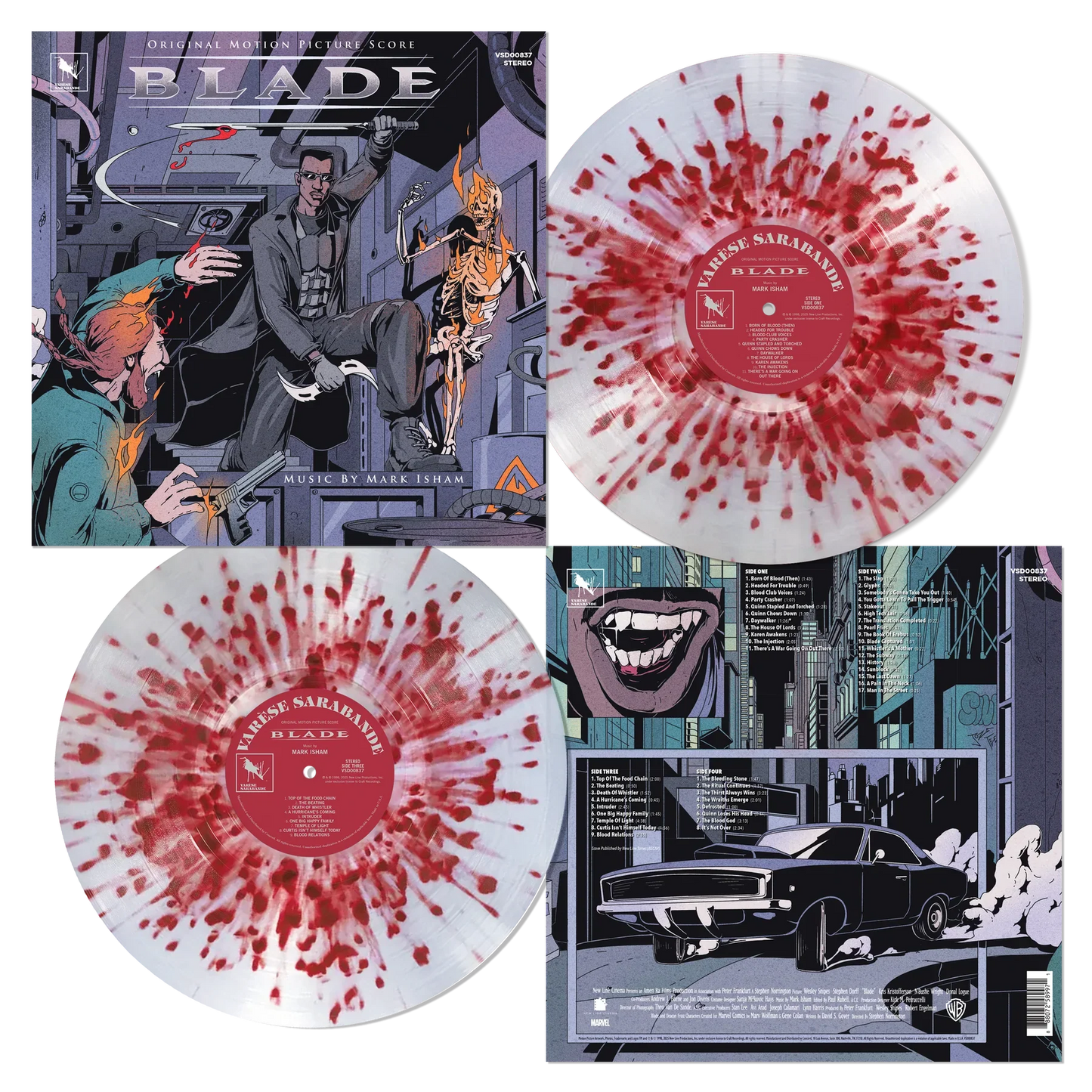 Mark Isham "Blade (Original Motion Picture Soundtrack)" 2xLP (Deluxe Edition Blood Splatter Clear Vinyl)