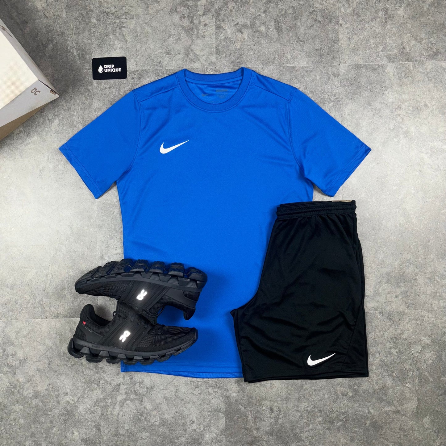 Nike Dri-Fit T-Shirt Royal Blue & Black Dri-Fit Shorts Set