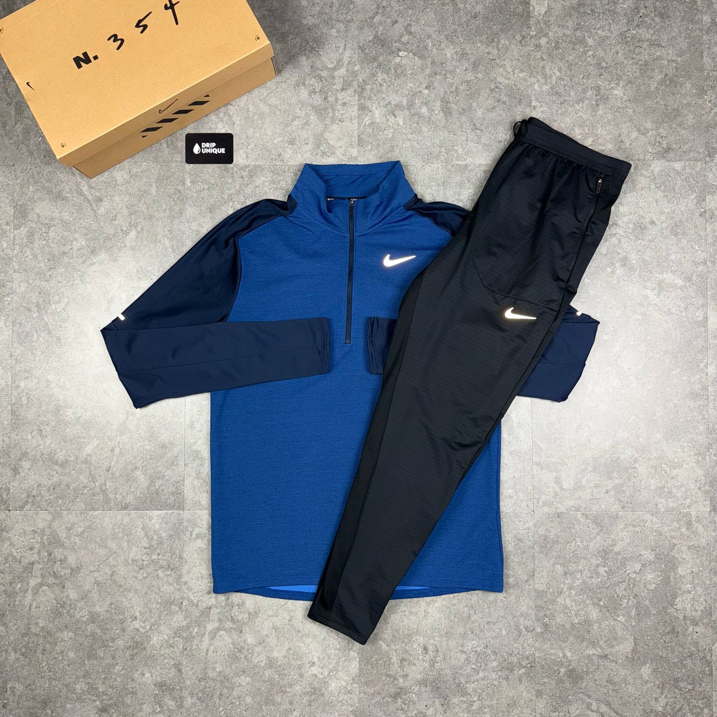 Nike Element 1/4 Zip Blue & Black Phenom Pants Set