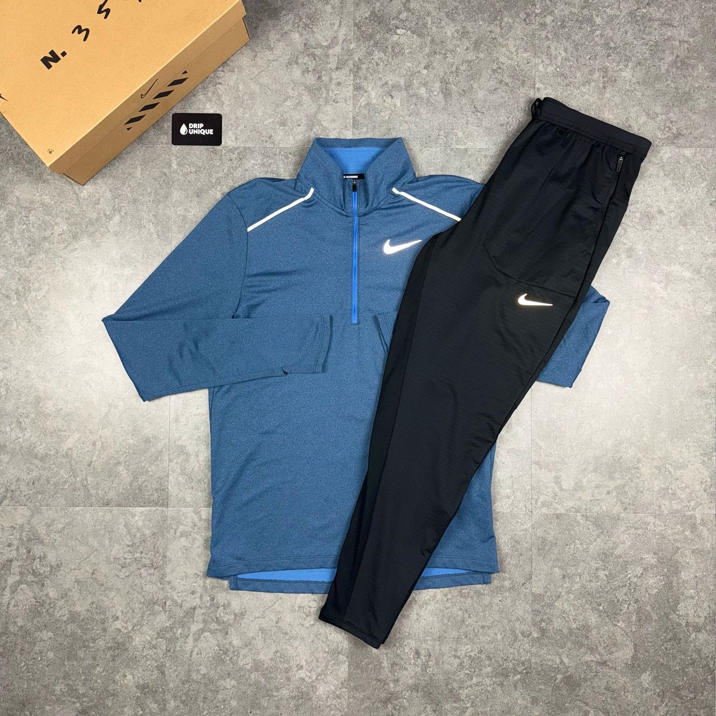 Nike Element 3.0 1/4 Zip Obsidian & Black Phenom Pants Set