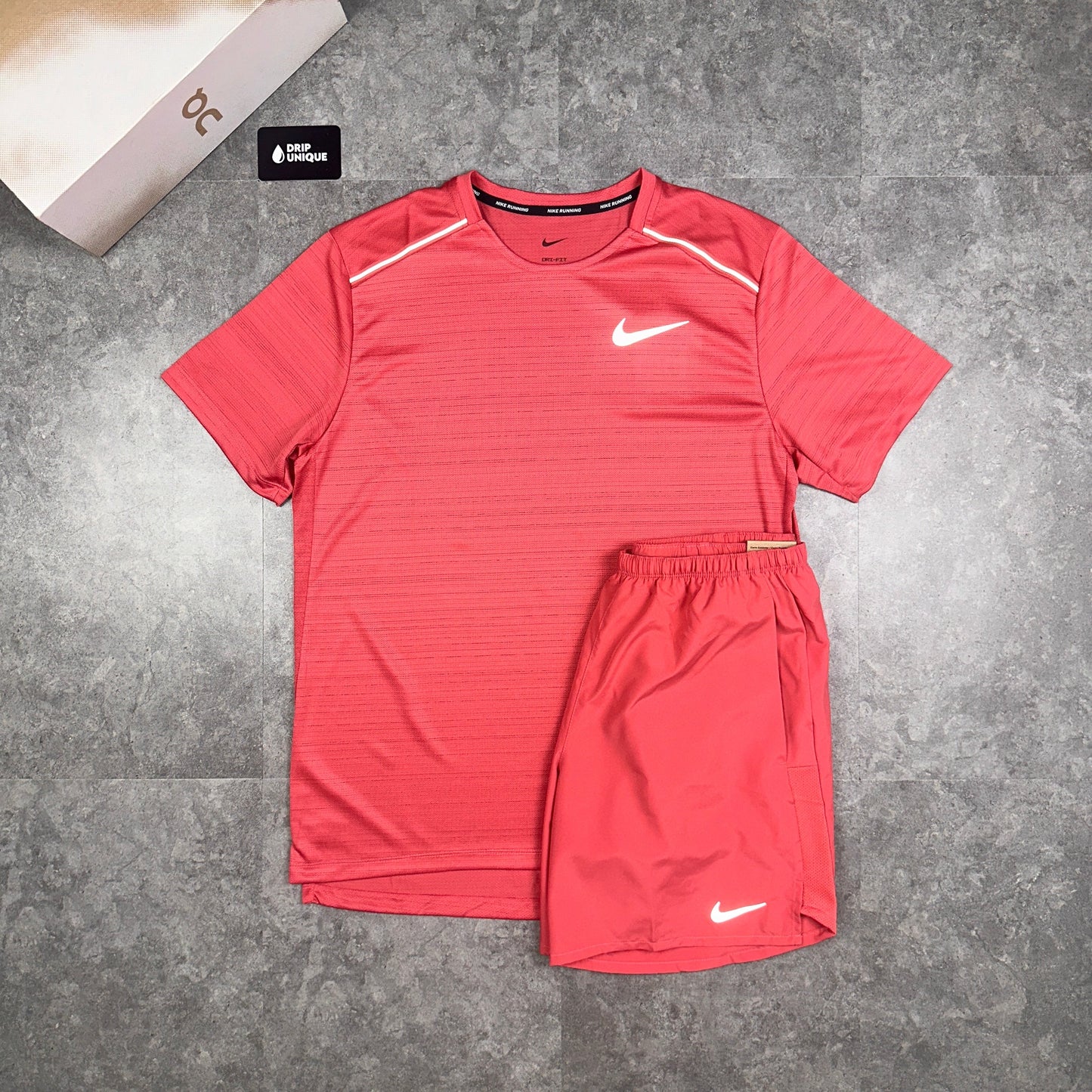 Nike Miler T-Shirt Adobe & Adobe Challenger Shorts Set