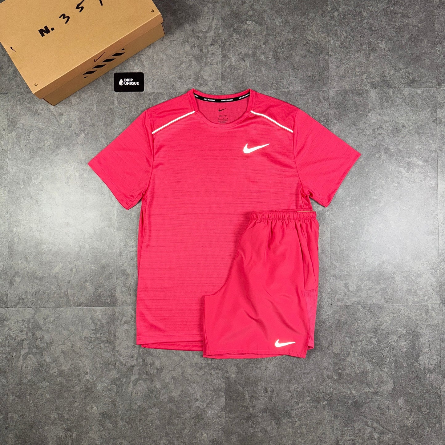 Nike Miler T-Shirt Aster Pink & Aster Pink Challenger Shorts Set