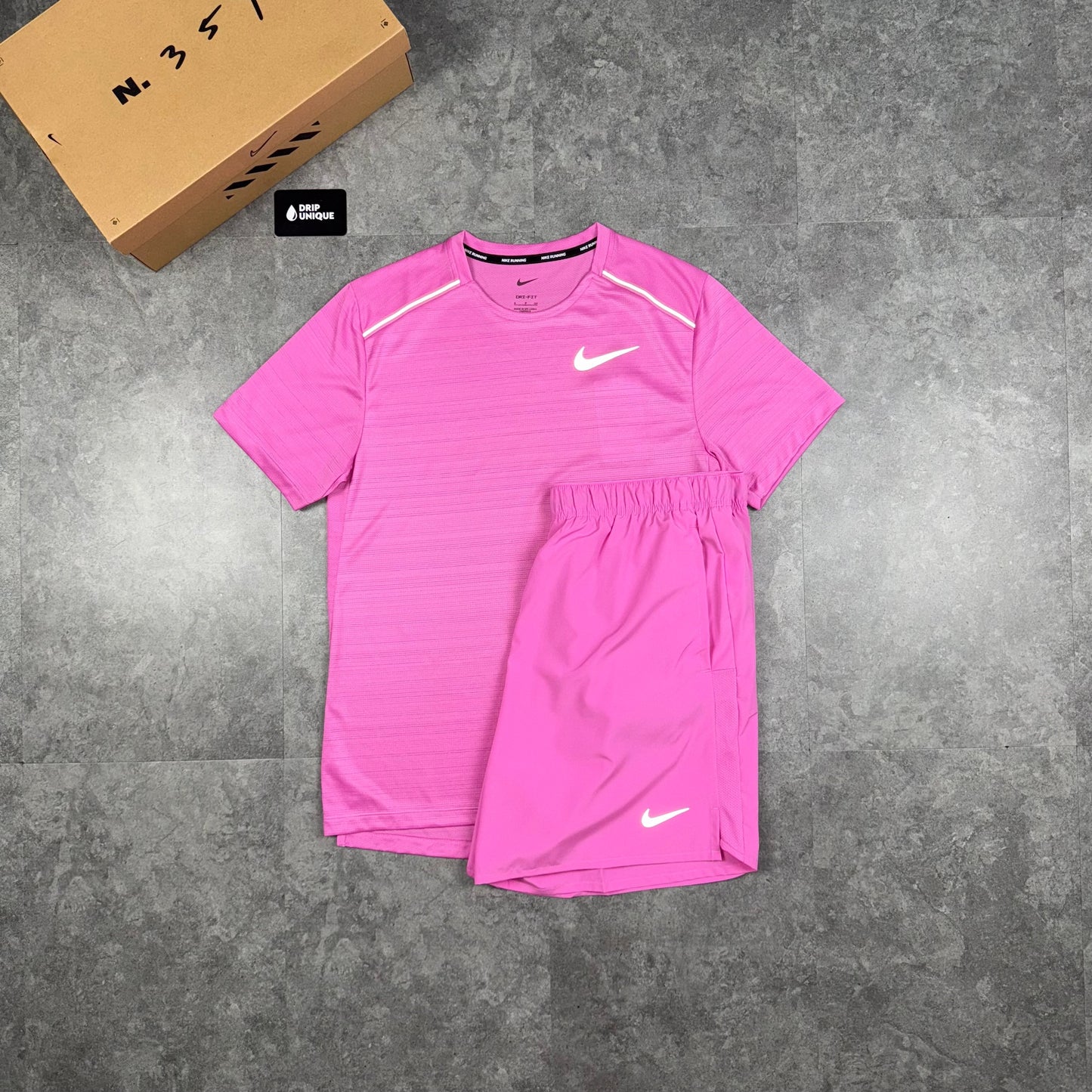 Nike Miler T-Shirt Playful Pink & Playful Pink Challenger Shorts Set