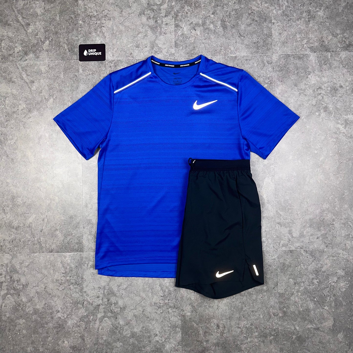 Nike Miler T-Shirt Royal Blue & Black Flex Stride Shorts Set