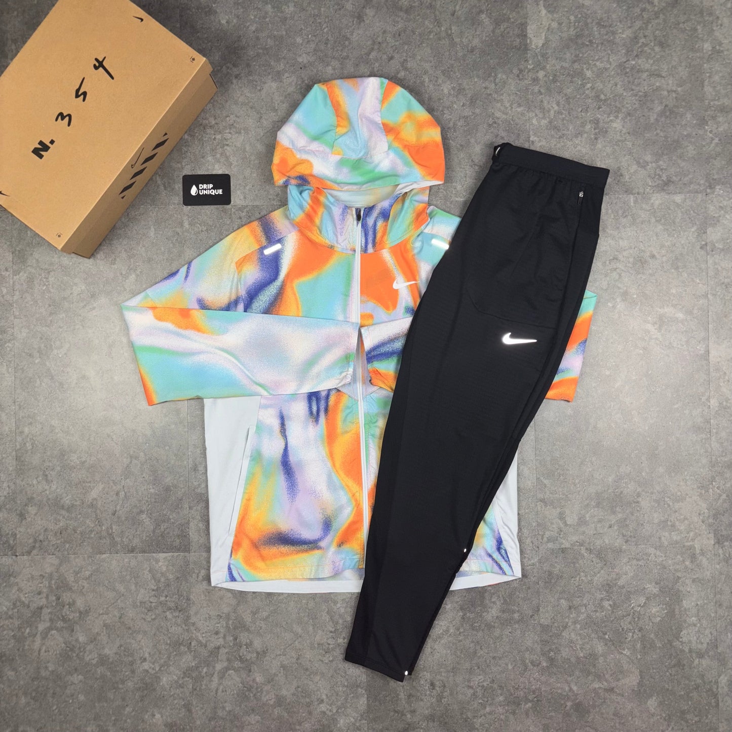 Nike Repel Miler Windrunner Jacket Multicolour & Black Nike Phenom Pants Set