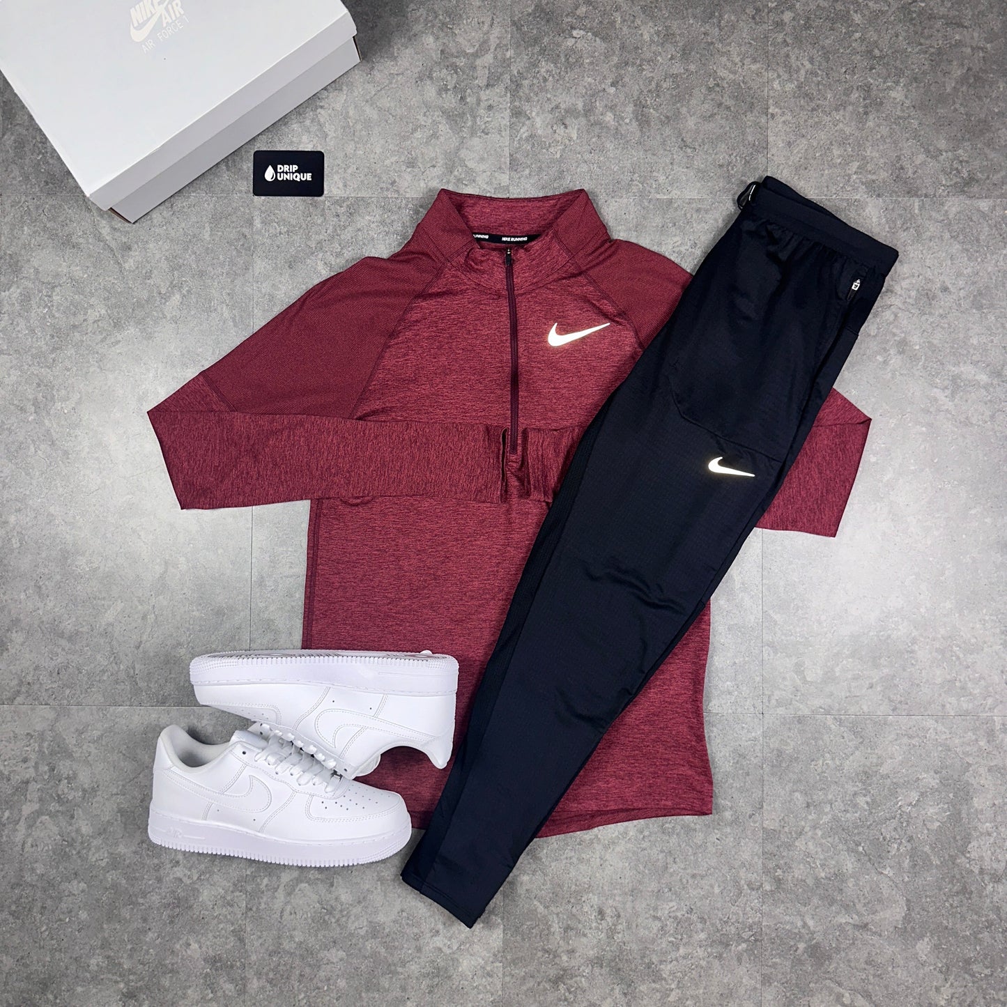 Nike Therma 1/4 Zip Midnight Maroon & Black Phenom Pants Set