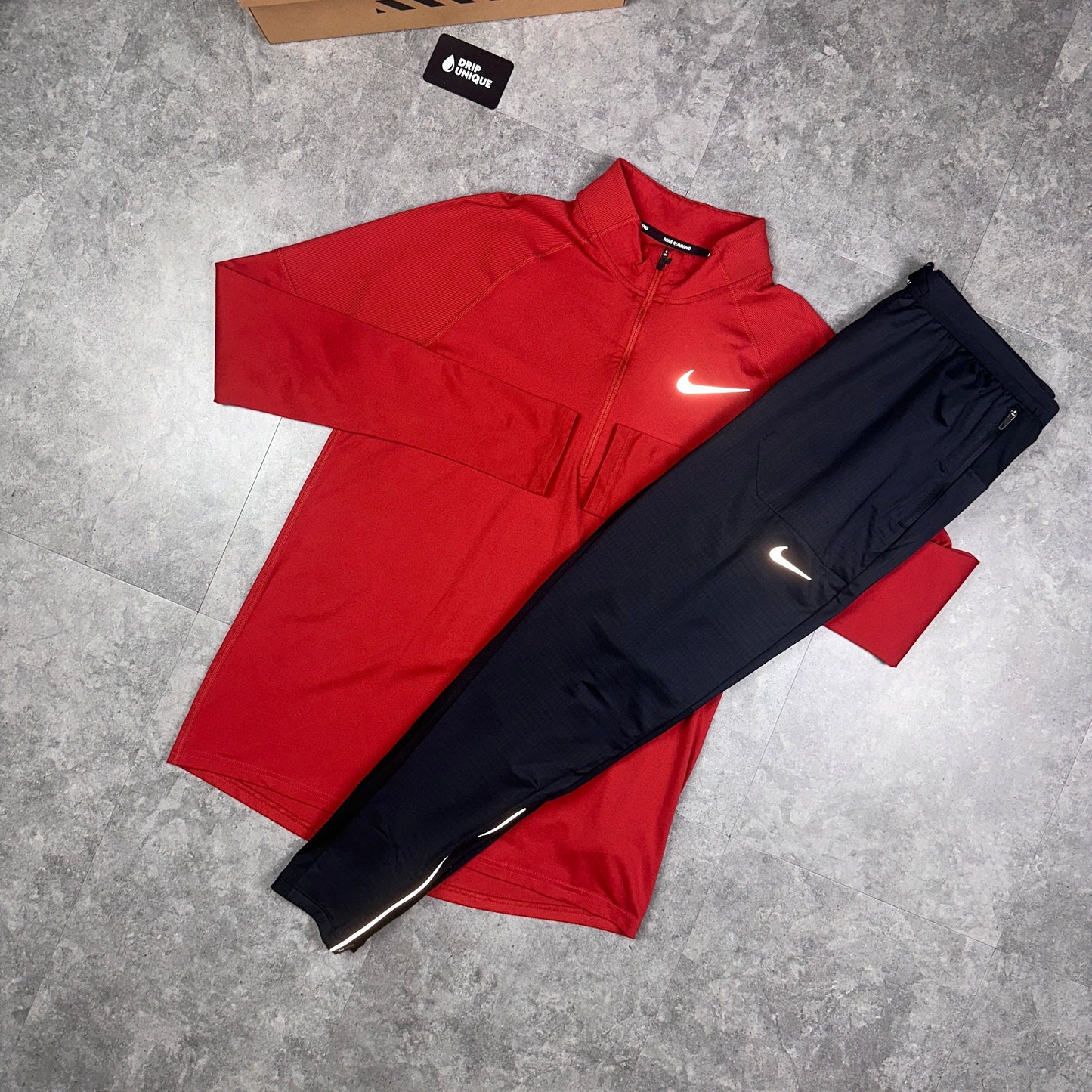 Nike Therma 1/4 Zip Top Bubblegum Red & Black Phenom Pants Set