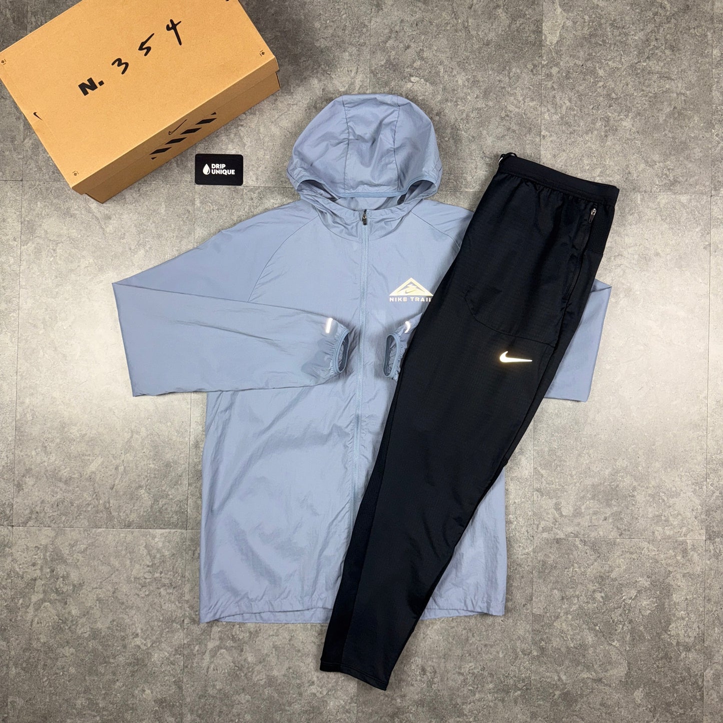 Nike Trail Windrunner Jacket Blue & Black Nike Phenom Pants Set