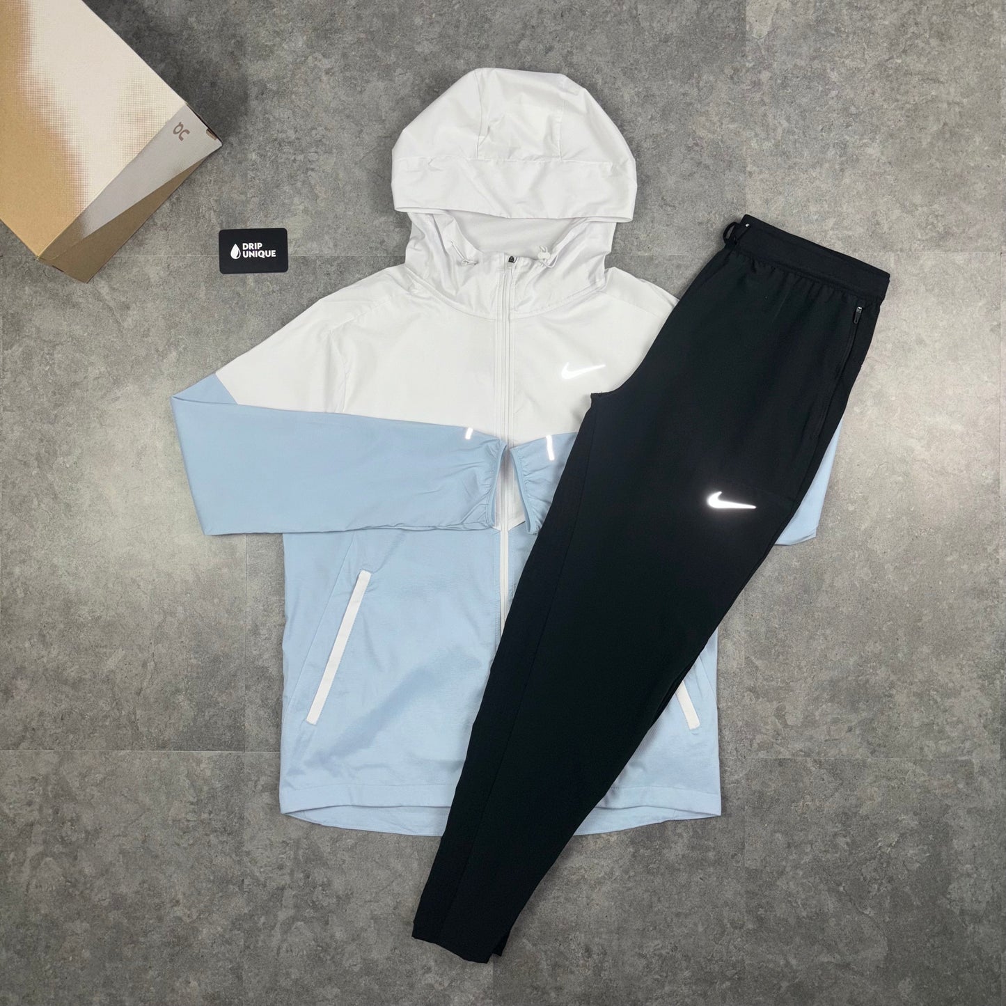Nike UV Windrunner Jacket Armoury Blue & Black Nike Phenom Pants Set