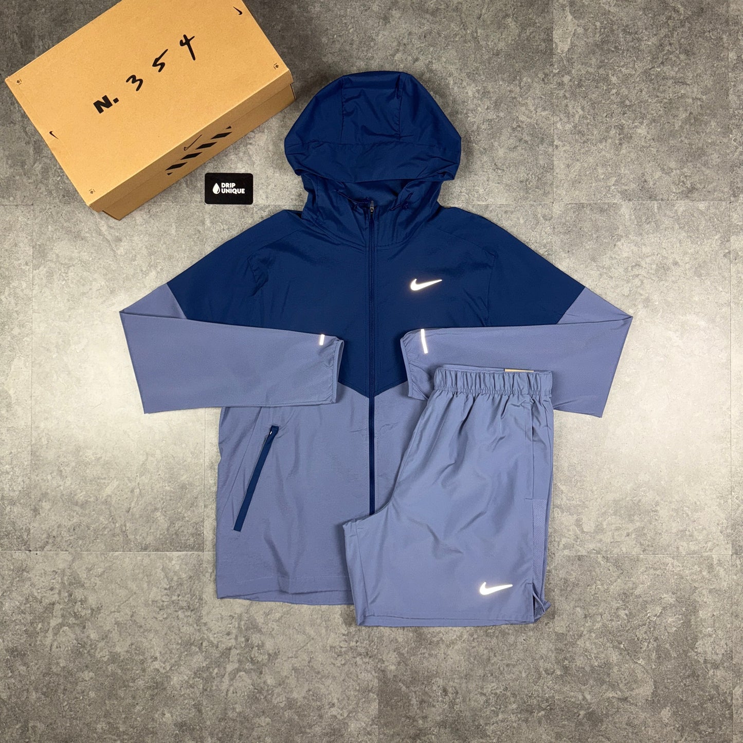 Nike UV Windrunner Jacket Indigo & Indigo Challenger Shorts Set