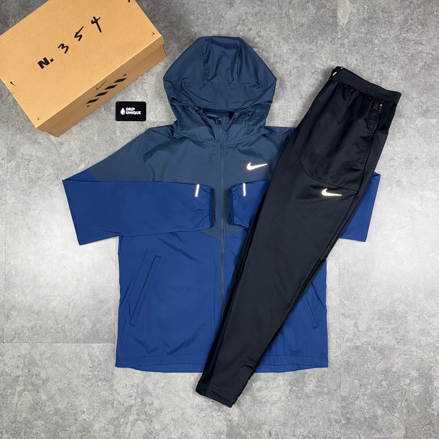 Nike UV Windrunner Jacket Thunder Blue & Black Nike Phenom Pants Set