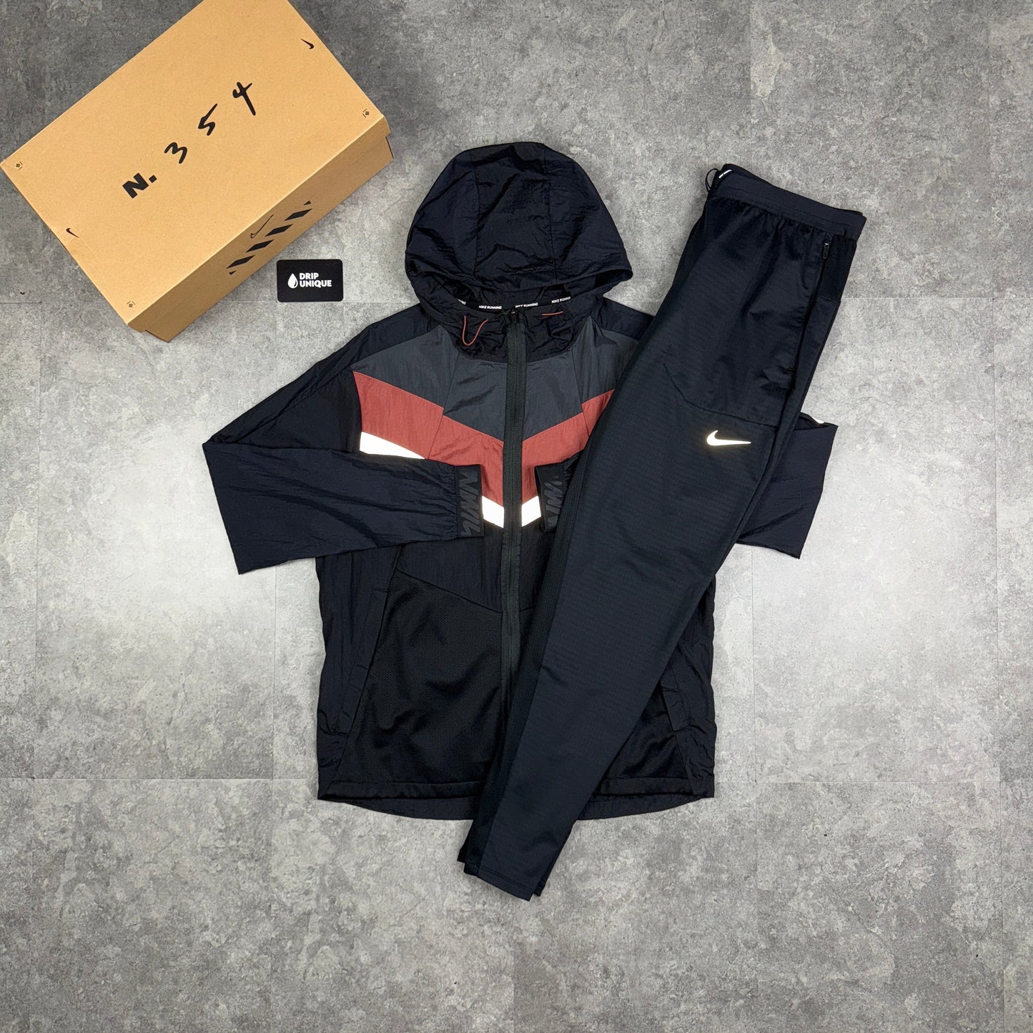 Nike Wildrun Windrunner Jacket Black/Brown & Black Nike Phenom Pants Set