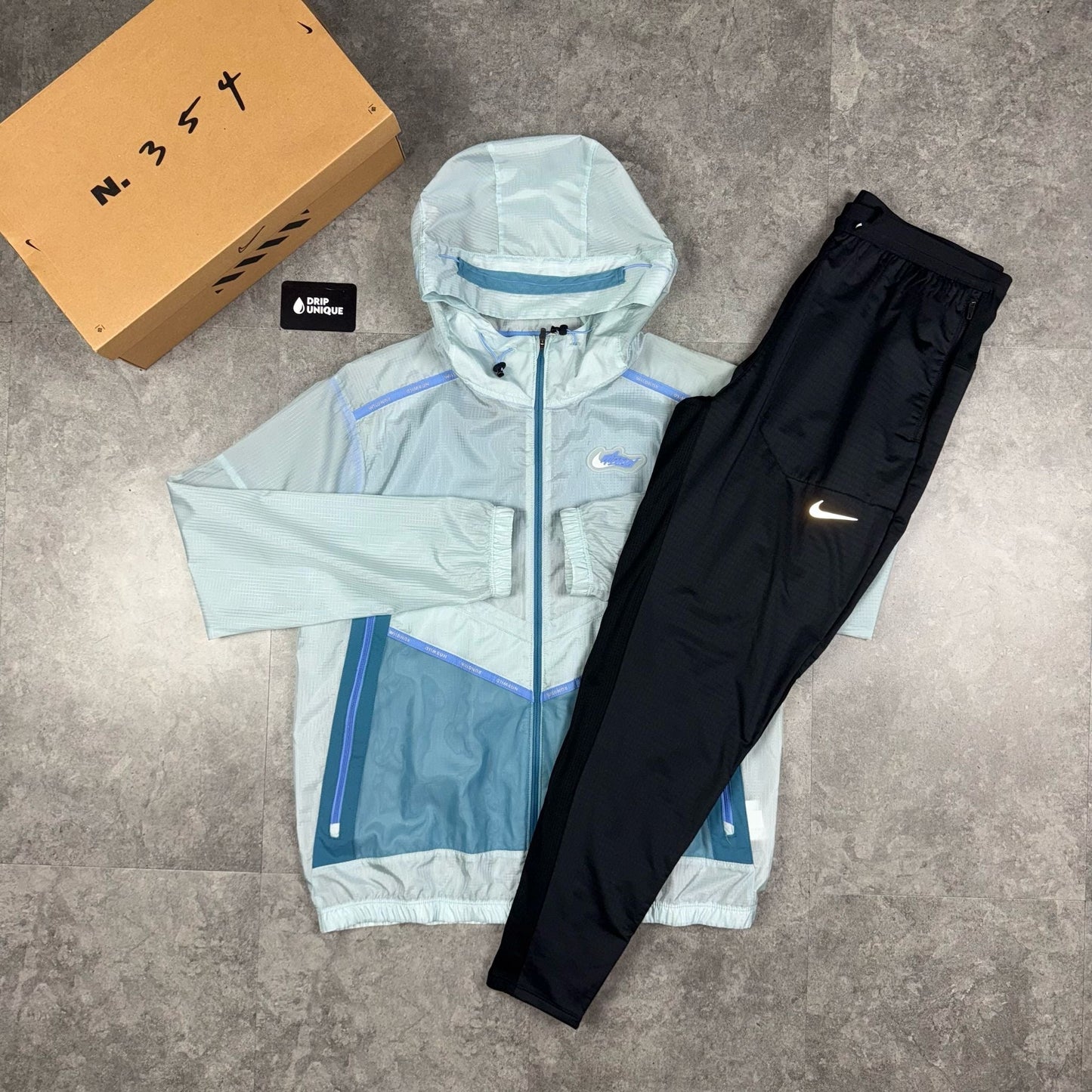 Nike Wildrun Windrunner Jacket Blue & Black Nike Phenom Pants Set