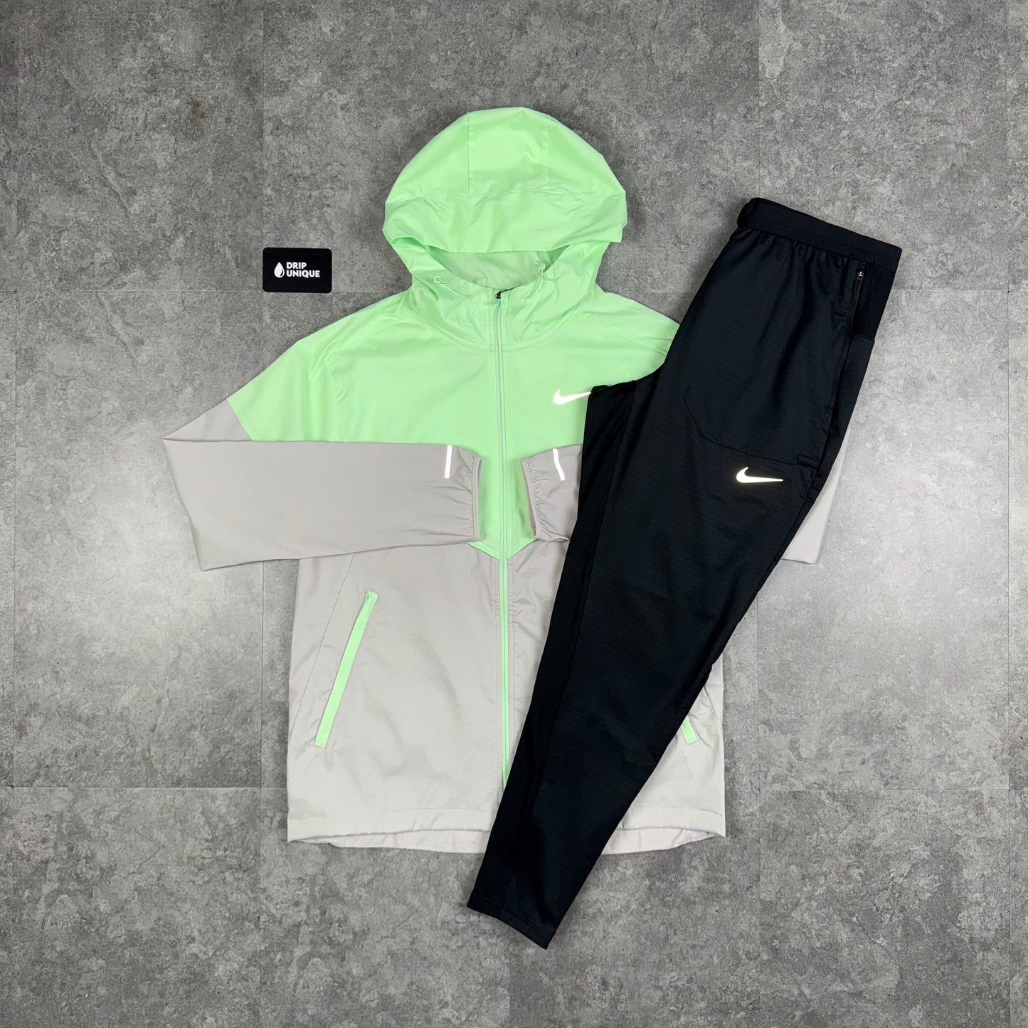Nike UV Windrunner Jacket Vapour Green & Black Nike Phenom Pants Set