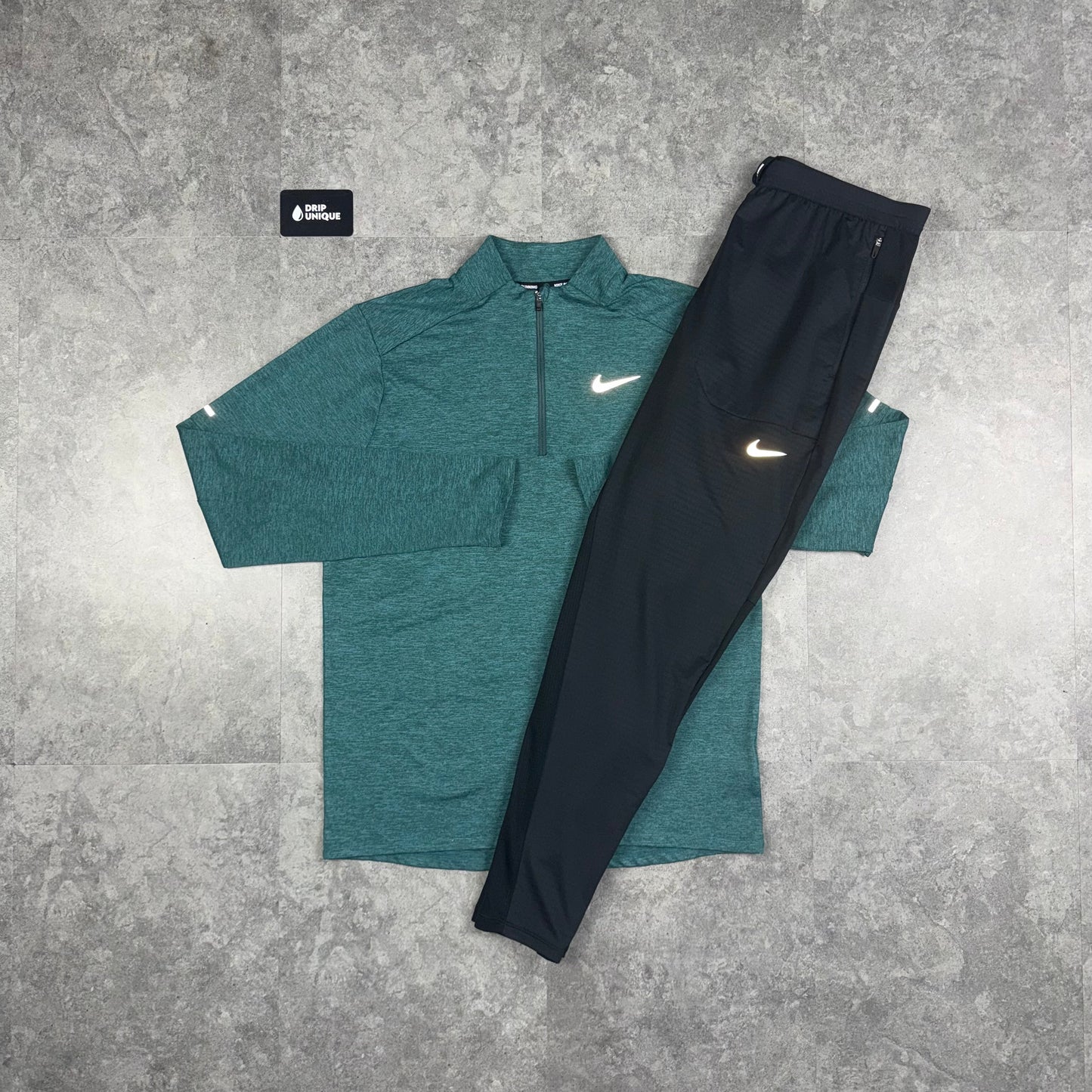 Nike Element 1/4 Zip Teal & Black Phenom Pants Set