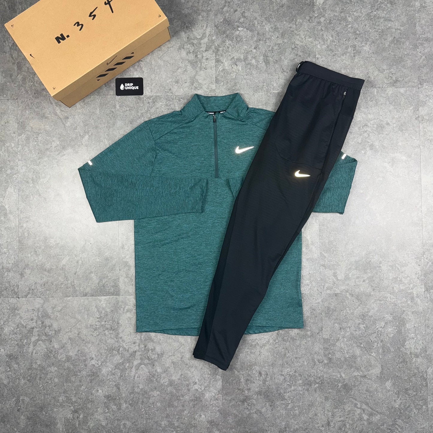 Nike Element 1/4 Zip Teal & Black Phenom Pants Set