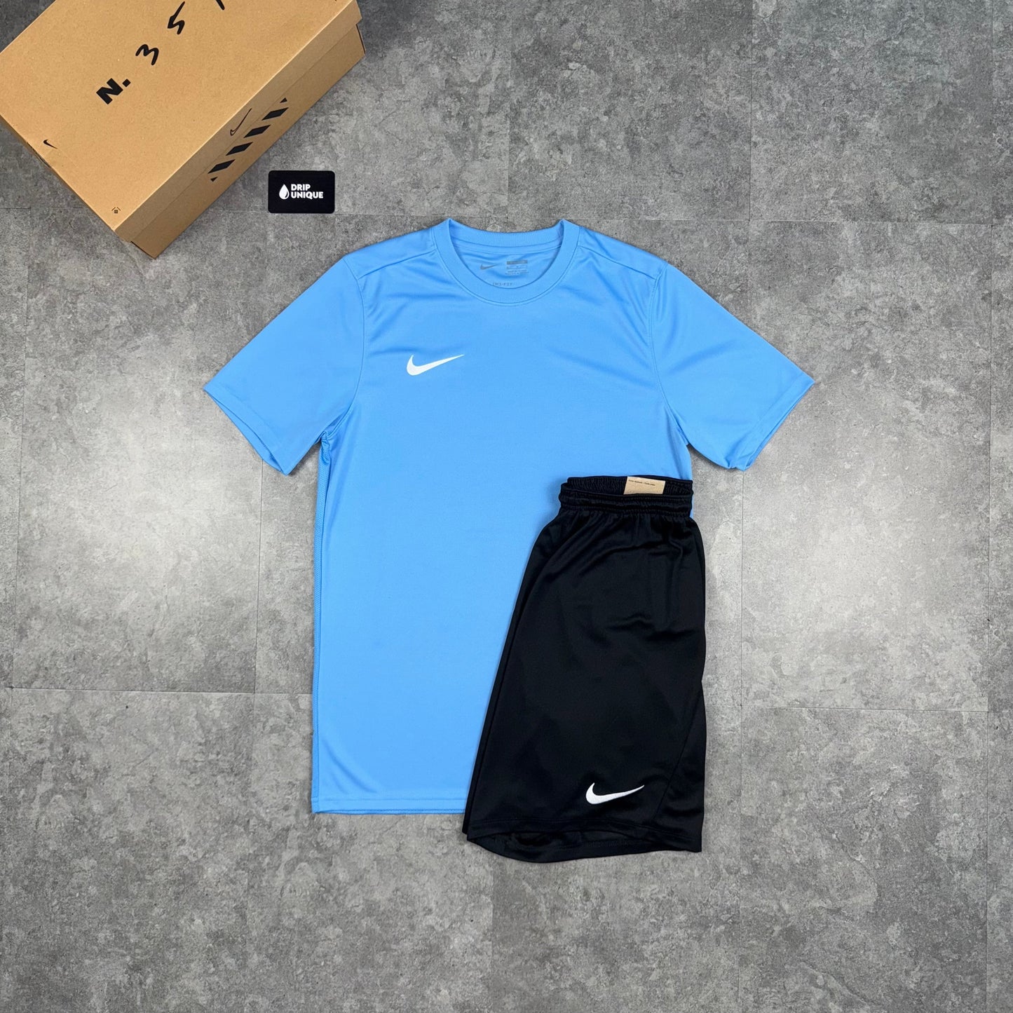 Nike Dri-Fit T-Shirt University Blue & Black Dri-Fit Shorts Set