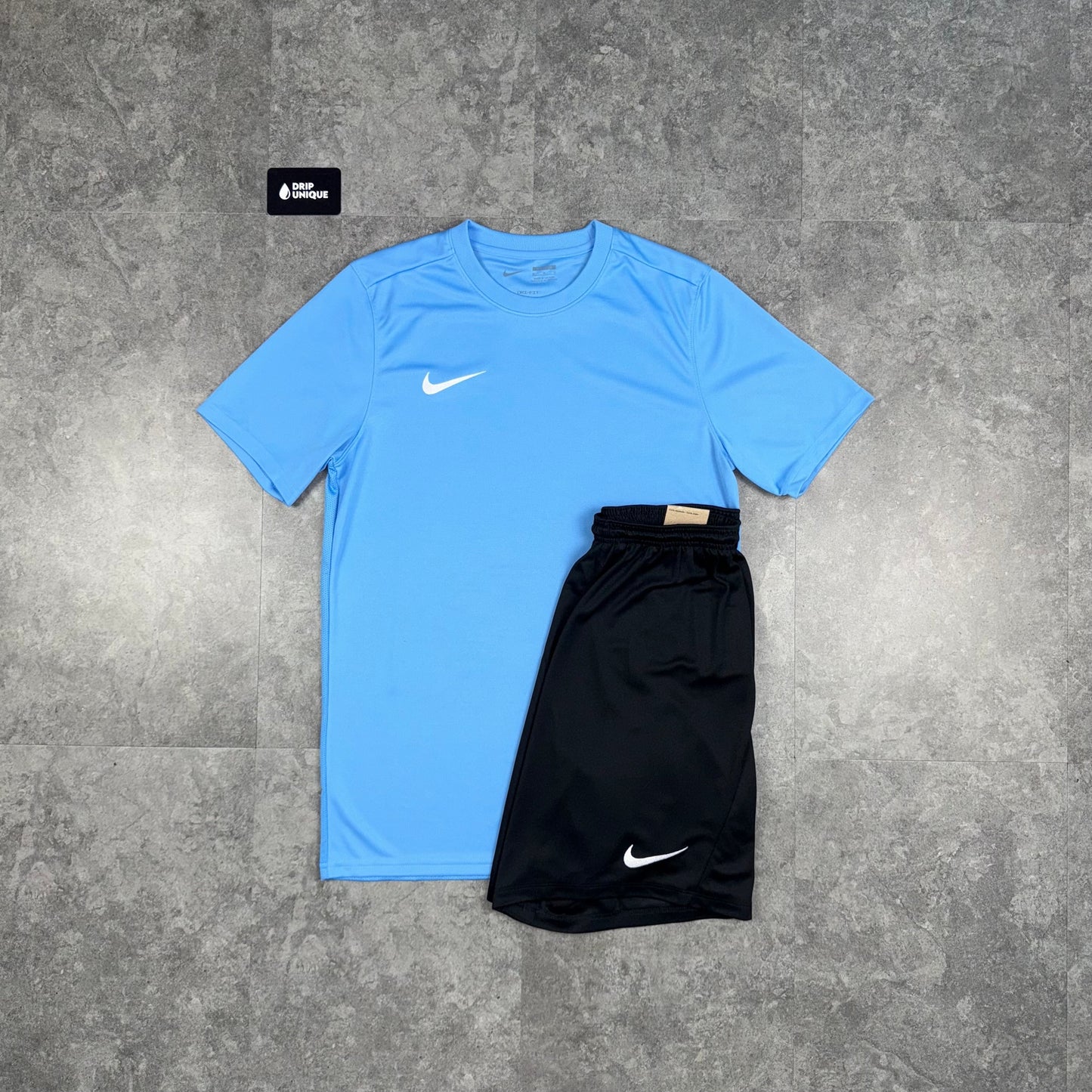 Nike Dri-Fit T-Shirt University Blue & Black Dri-Fit Shorts Set