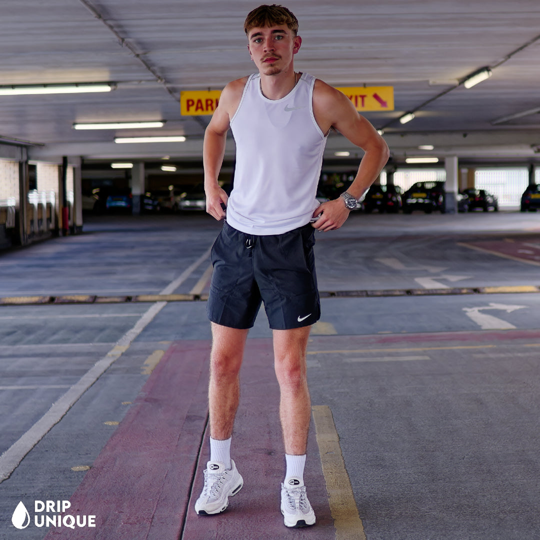 Nike Miler Vest Ice White & Black Flex Stride Shorts Set