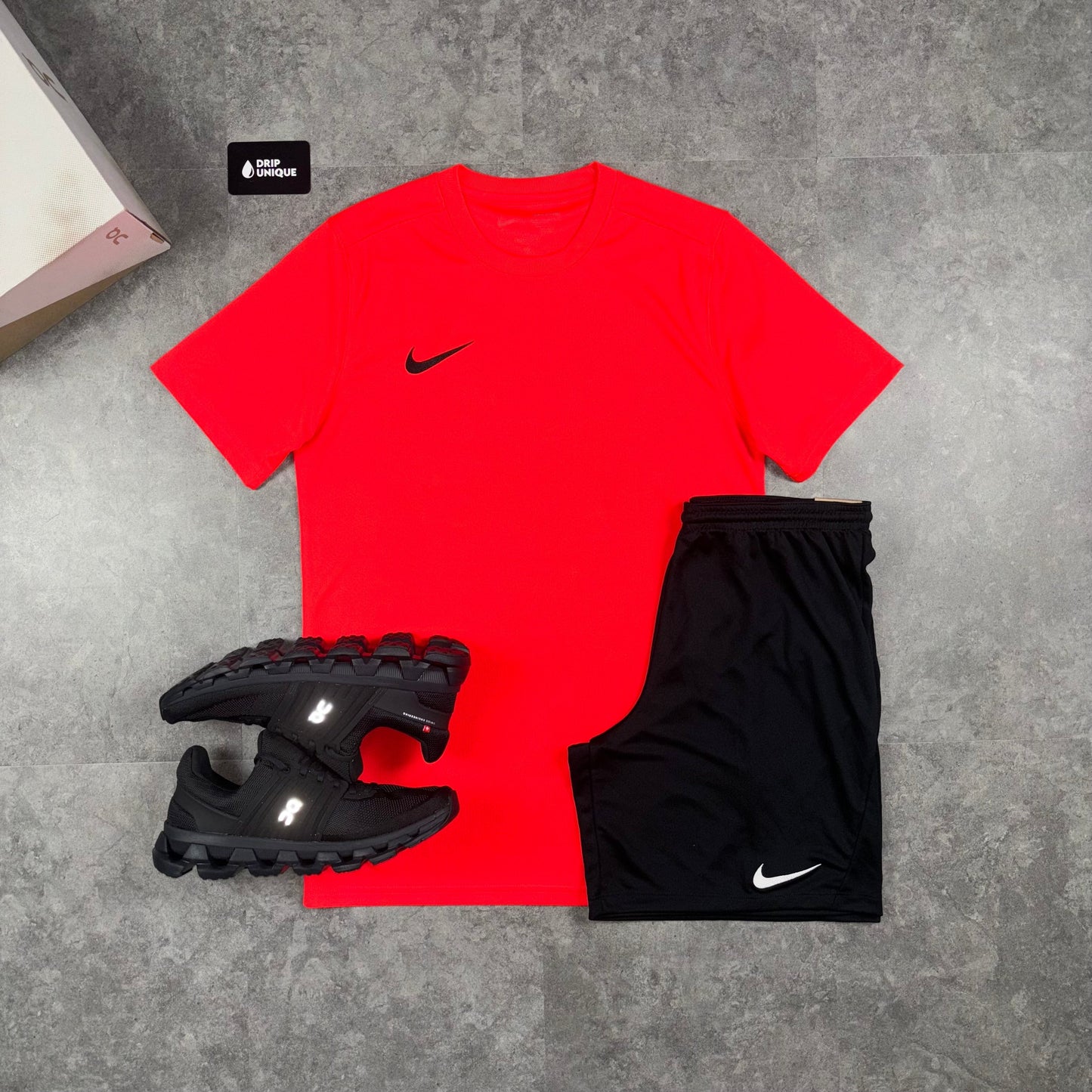 Nike Dri-Fi T-Shirt Crimson Red & Black Dri-Fit Shorts Set