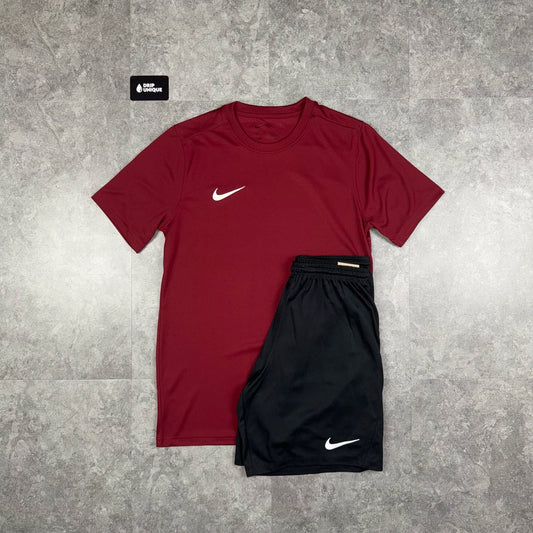 Nike Dri-Fi T-Shirt Maroon & Black Dri-Fit Shorts Set