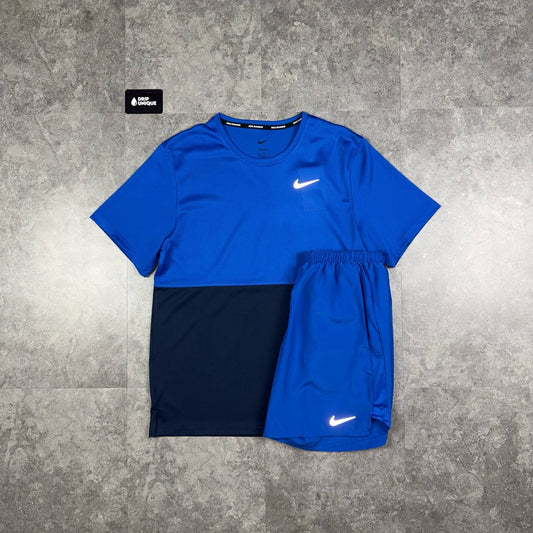 Nike Dri-Fit Breathe T-Shirt Royal Blue & Blue Challenger Shorts Set