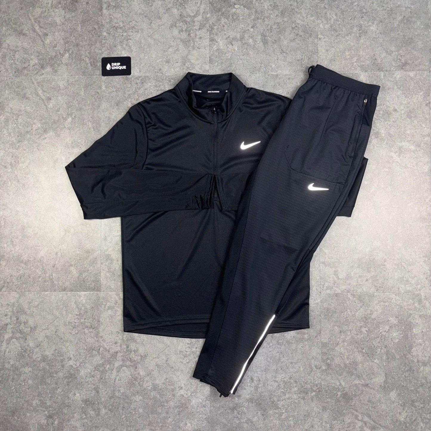 Nike Dri-Fit Pacer 1/4 Zip Black & Black Phenom Pants Set