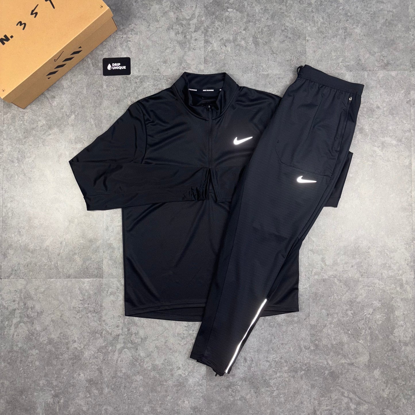 Nike Dri-Fit Pacer 1/4 Zip Black & Black Phenom Pants Set