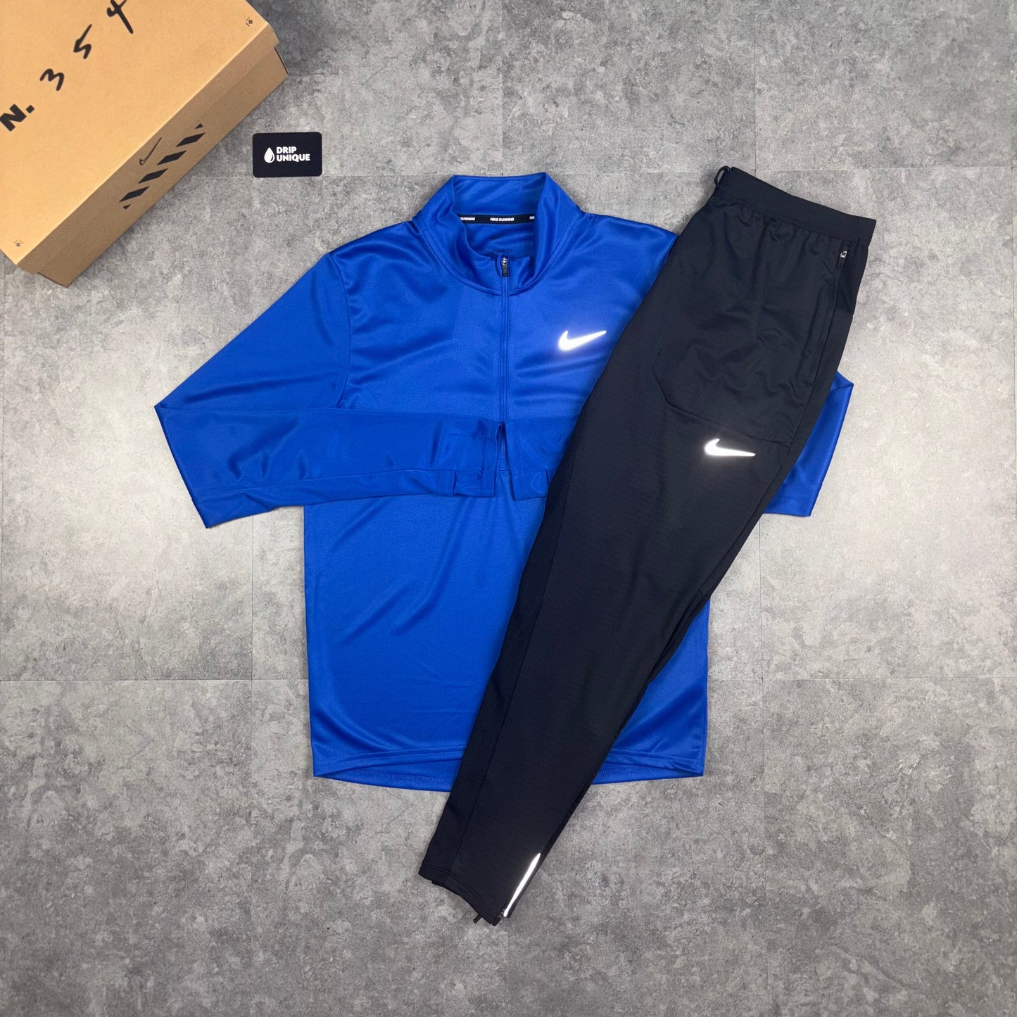 Nike Dri-Fit Pacer 1/4 Zip Blue & Black Phenom Pants Set