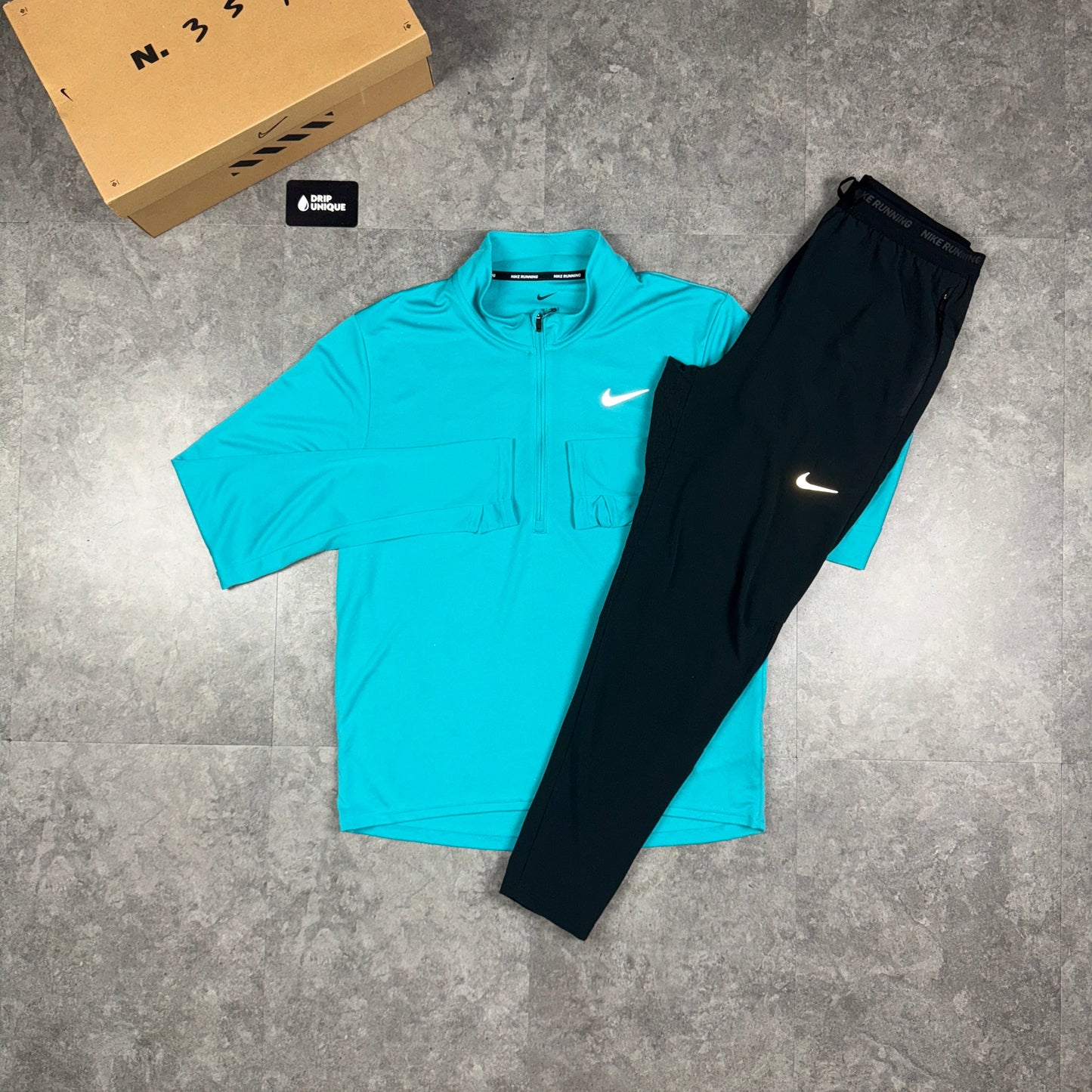 Nike Dri-Fit Pacer 1/4 Zip Dusty Cactus & Black Phenom Pants Set