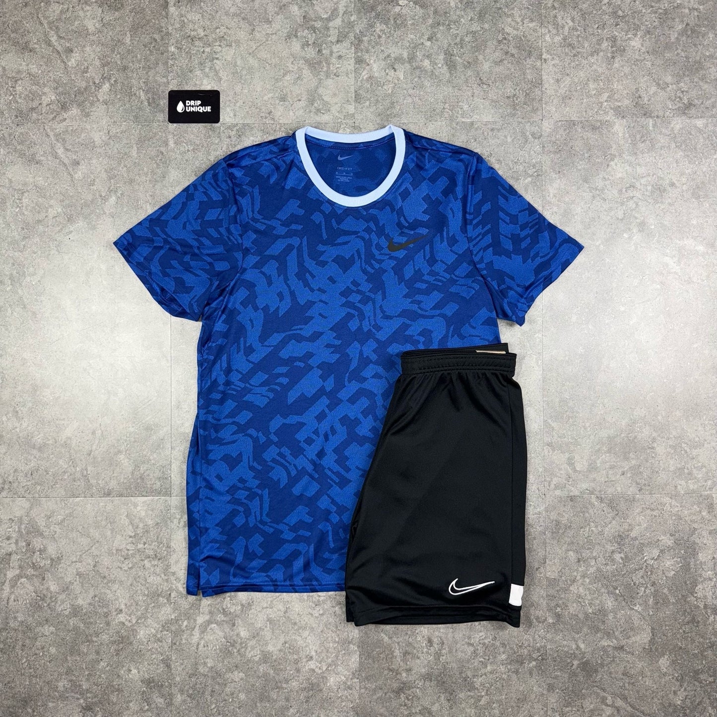 Nike Dri-Fit Super Set T-Shirt Royal Blue & Black Dri-Fit Shorts Set
