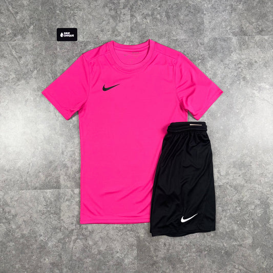 Nike Dri-Fit T-Shirt Hot Pink & Black Dri-Fit Shorts Set
