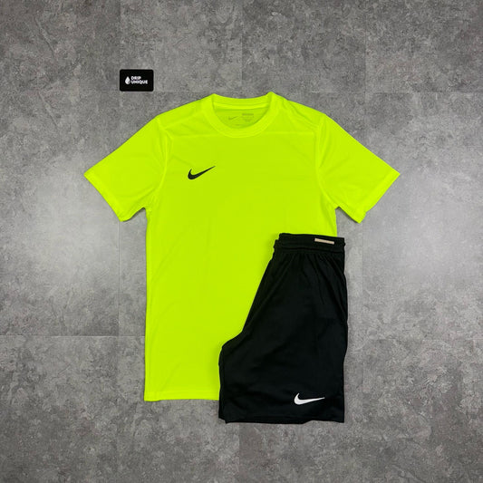 Nike Dri-Fit T-Shirt Neon Green & Black Dri-Fit Shorts Set
