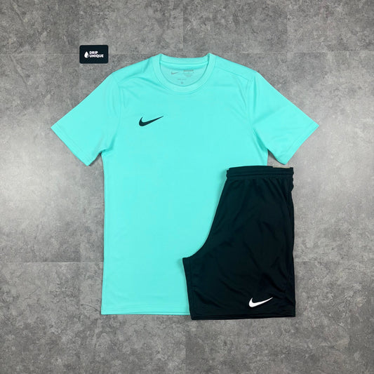 Nike Dri-Fit T-Shirt Turquoise Blue & Black Dri-Fit Shorts Set