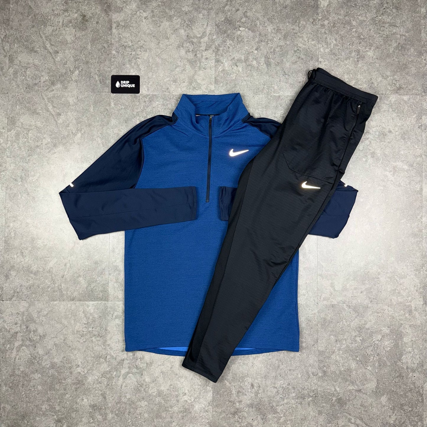 Nike Element 1/4 Zip Blue & Black Phenom Pants Set