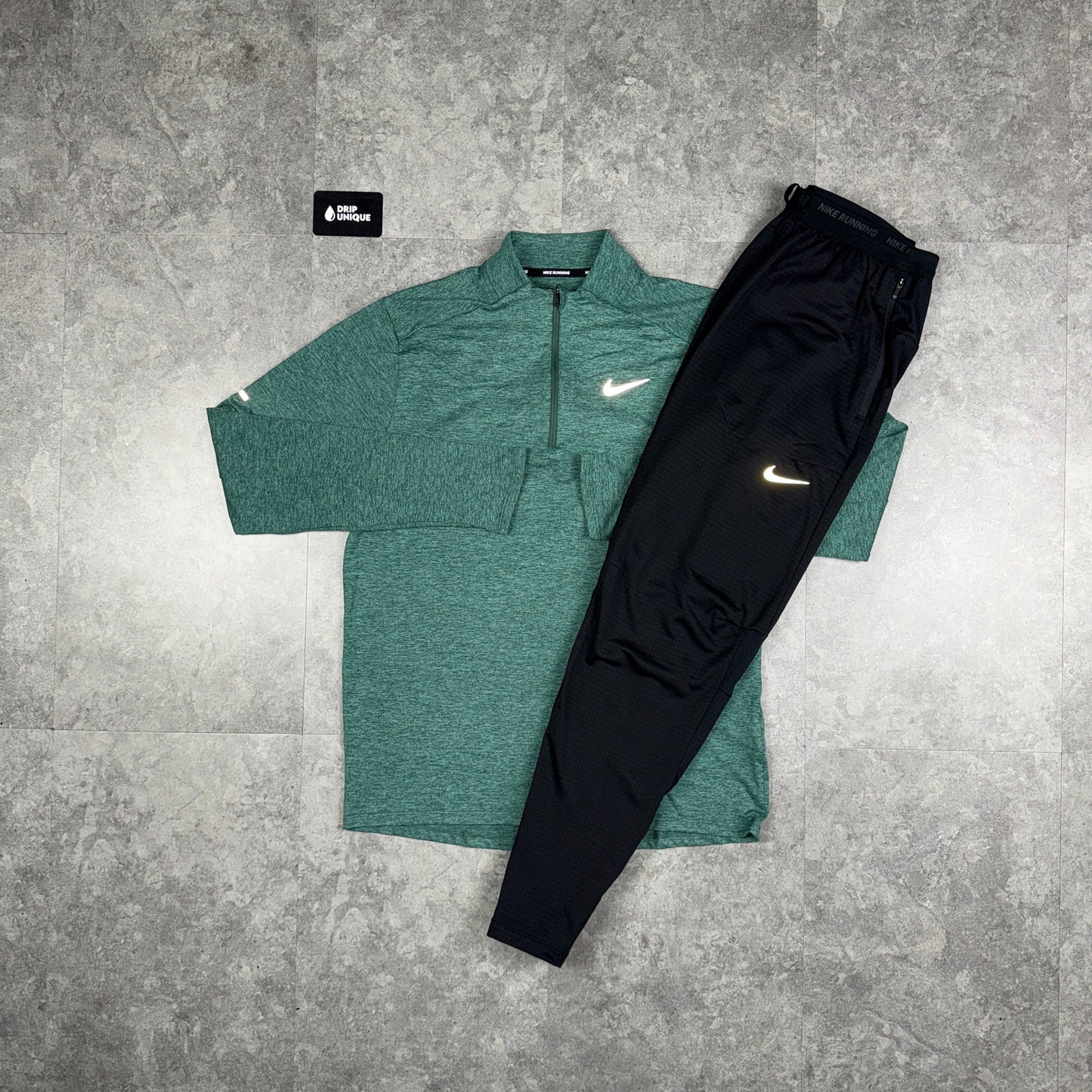 Nike Element 1/4 Zip Vintage Green & Black Phenom Pants Set