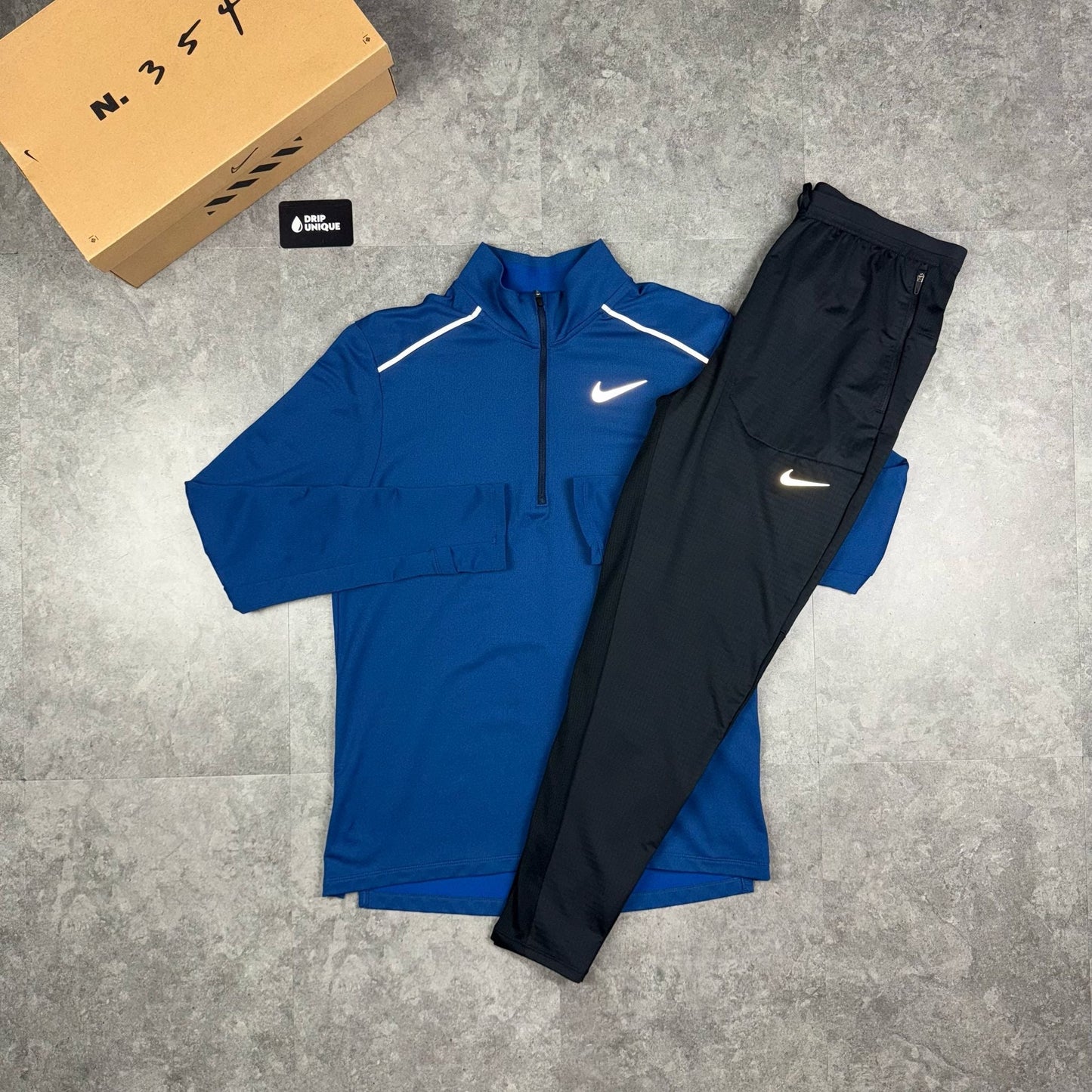 Nike Element 3.0 1/4 Zip Deep Blue & Black Phenom Pants Set