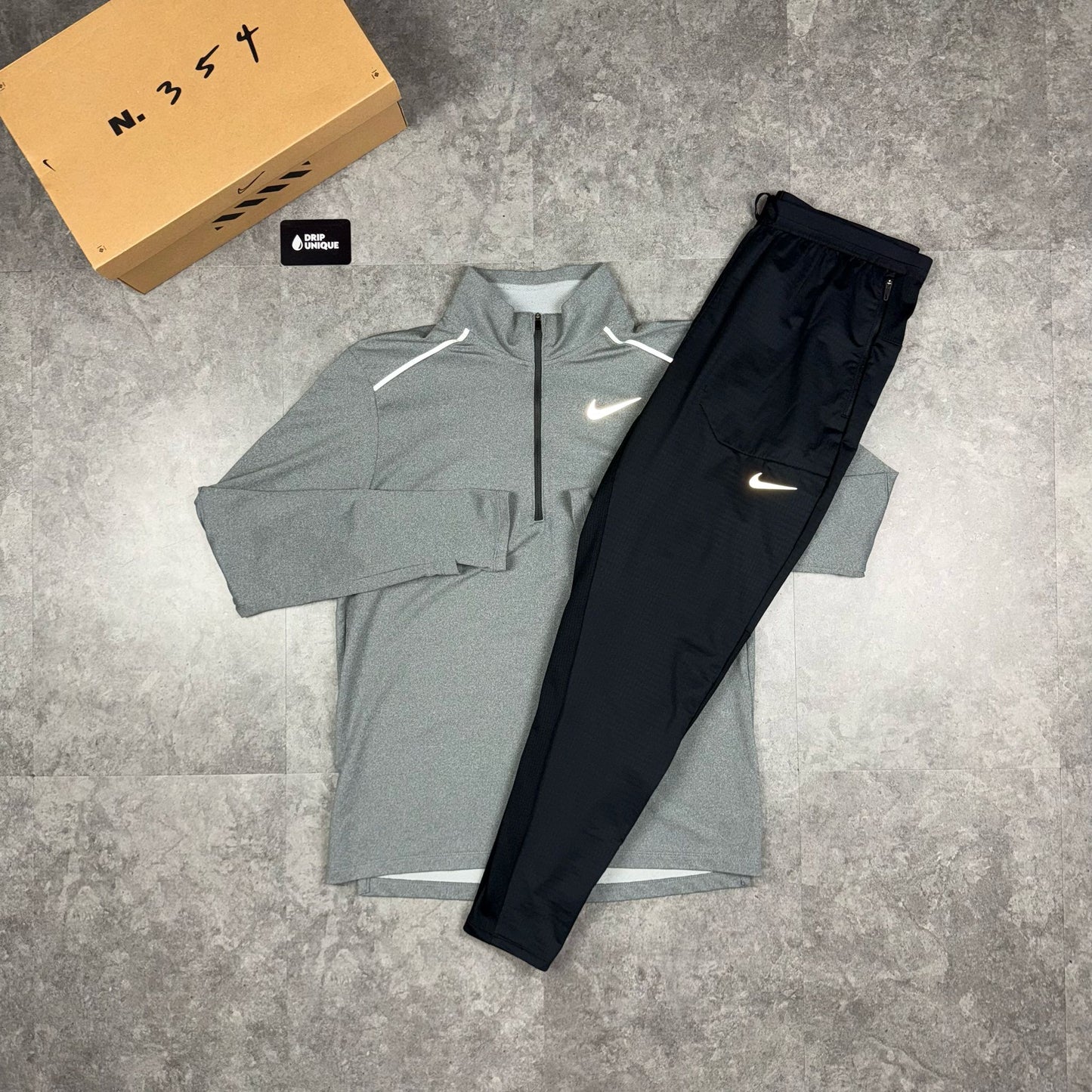 Nike Element 3.0 1/4 Zip Grey & Black Phenom Pants Set