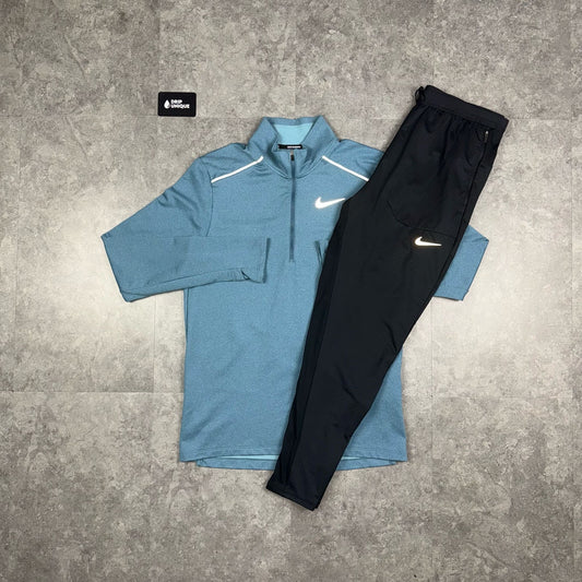 Nike Element 3.0 1/4 Zip Washed Blue & Black Phenom Pants Set