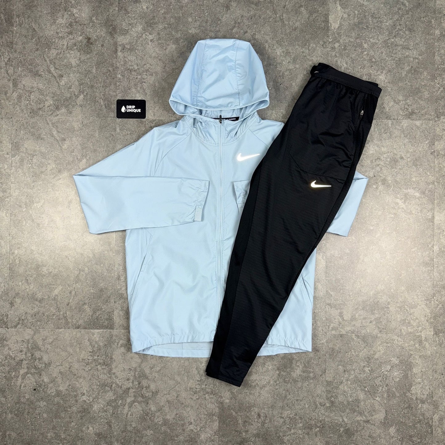 Nike Essential Windrunner Jacket Armoury Blue & Black Nike Phenom Pants Set