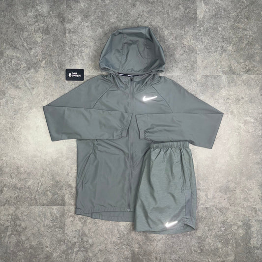 Nike Essential Windrunner Jacket Grey & Grey Challenger Shorts Set