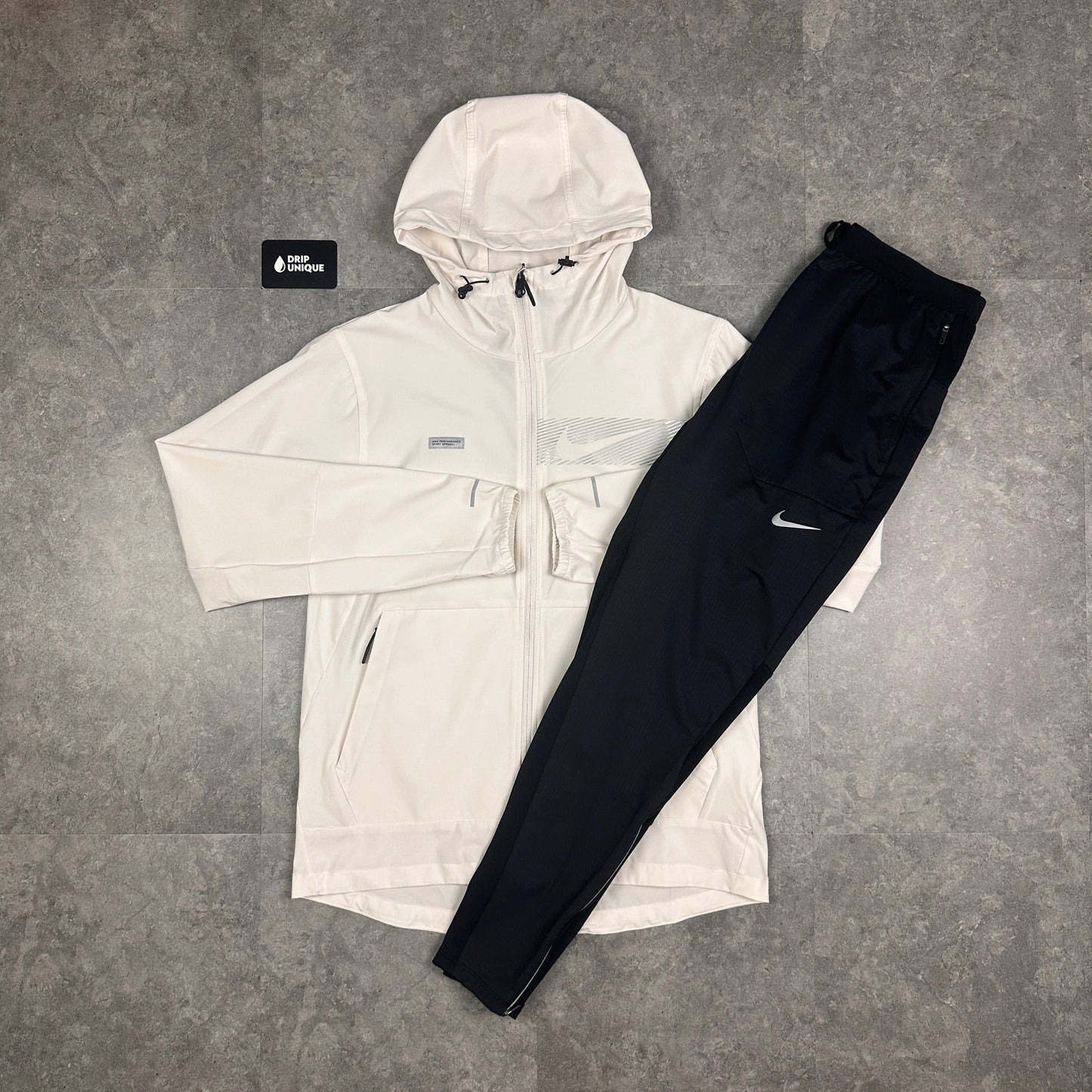 Nike Flash Unlimited Repel Windrunner Jacket White & Black Nike Phenom Pants Set