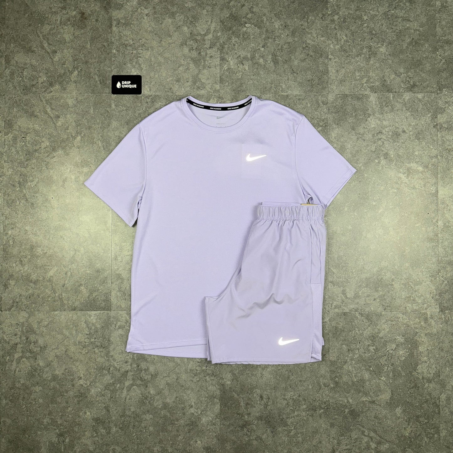 Nike Miler 3.0 T-Shirt Lavender & Lavender Challenger Shorts Set
