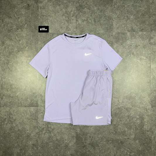 Nike Miler 3.0 T-Shirt Lavender & Lavender Challenger Shorts Set