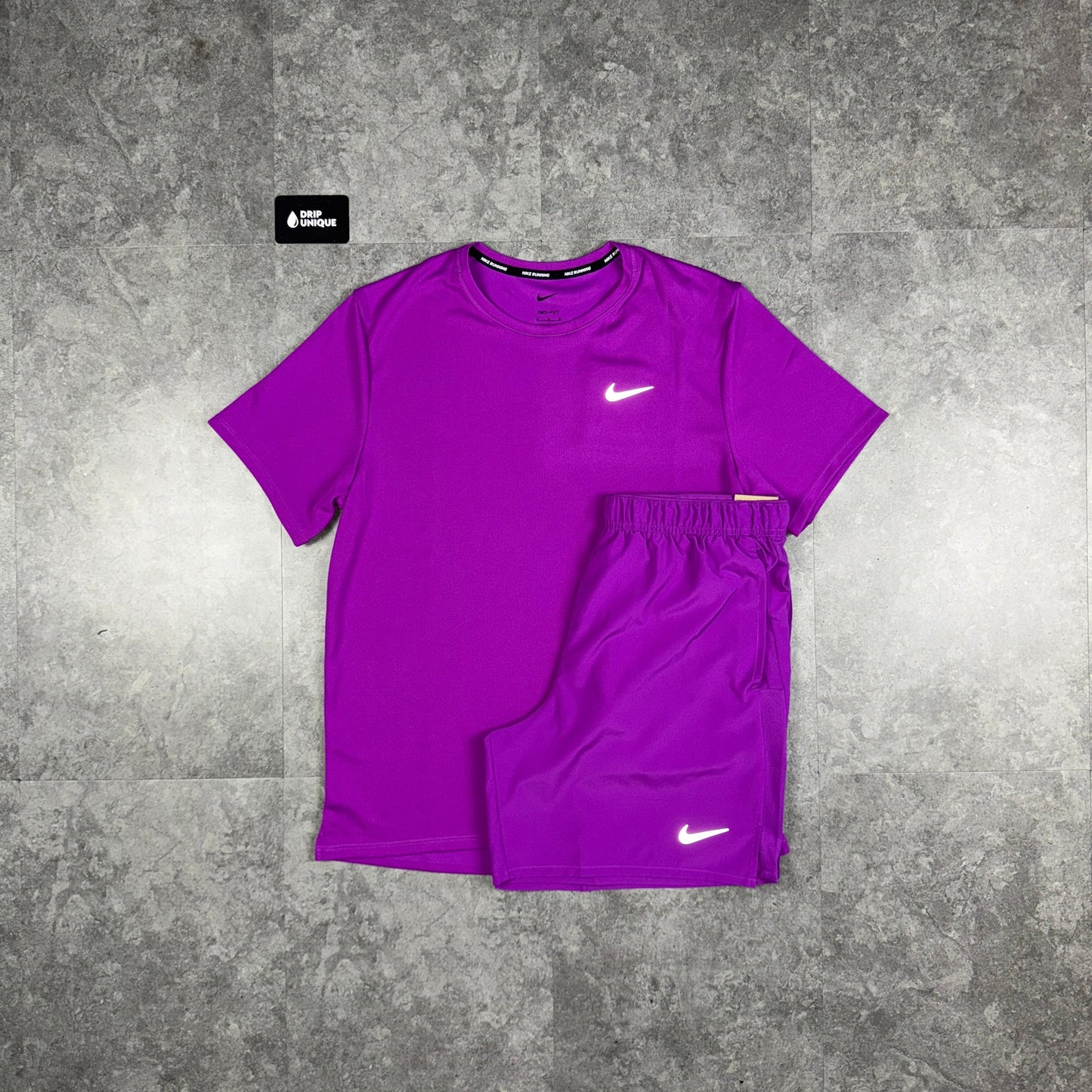 Nike Miler 3.0 T-Shirt Vivid Purple & Purple Challenger Shorts Set