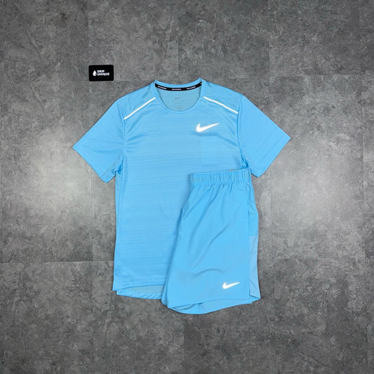 Nike Miler T-Shirt Aquarius Blue & Aquarius Blue Challenger Shorts Set