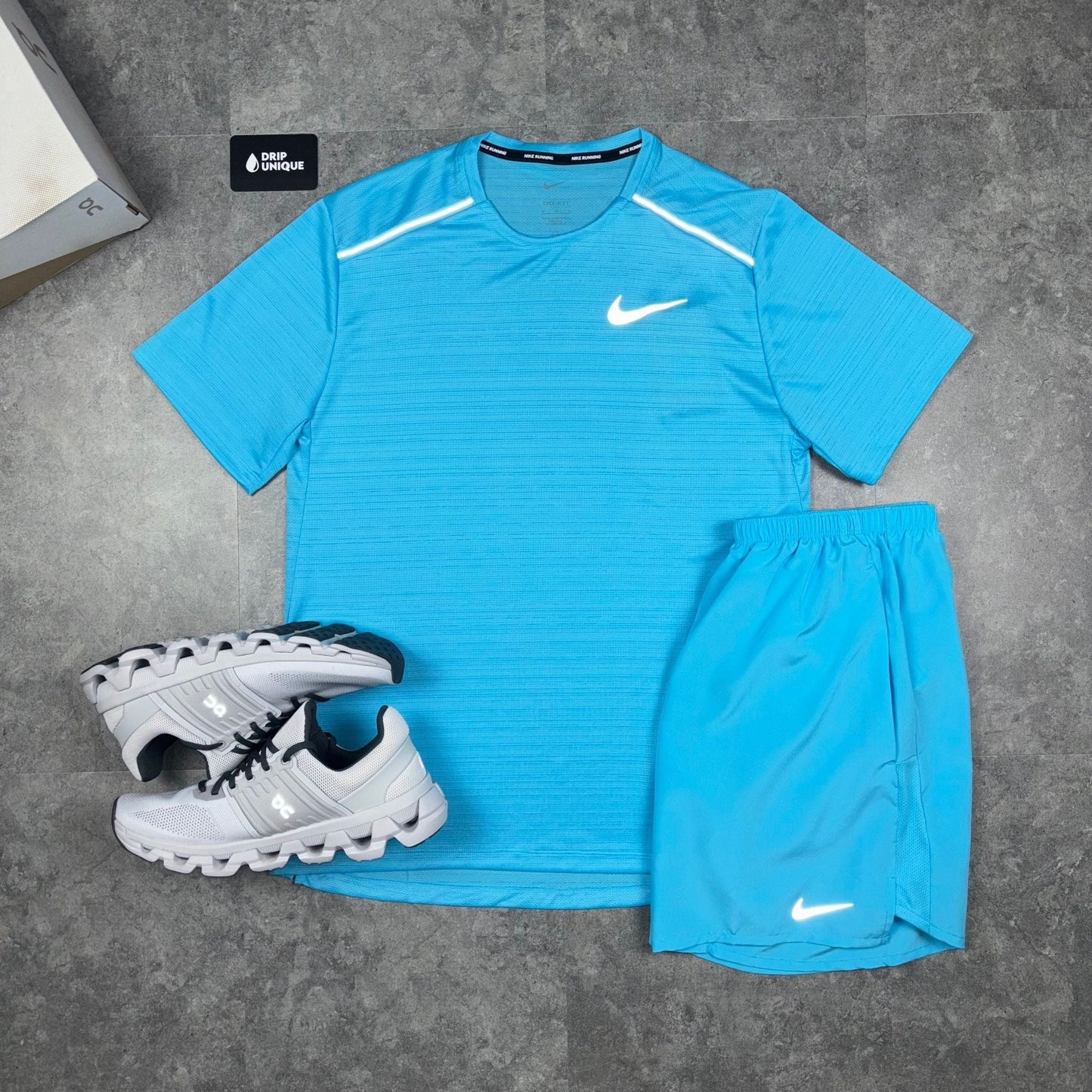 Nike Miler T-Shirt Baltic Blue & Baltic Blue Challenger Shorts Set