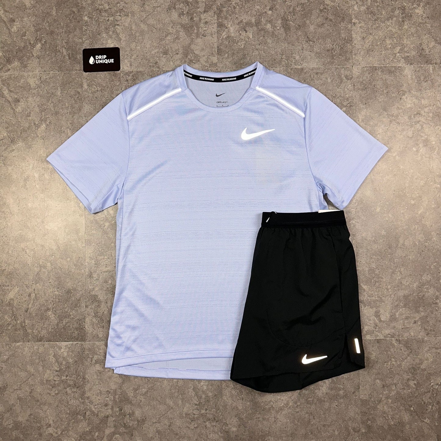 Nike Miler T-Shirt Cobalt Bliss & Black Flex Stride Shorts Set