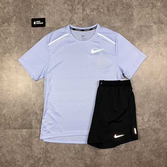 Nike Miler T-Shirt Cobalt Bliss & Black Flex Stride Shorts Set