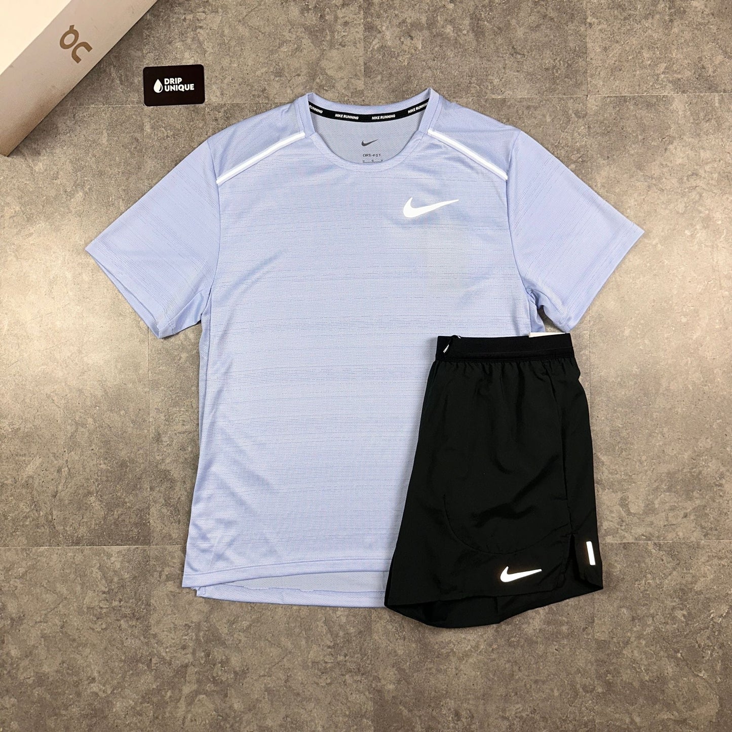 Nike Miler T-Shirt Cobalt Bliss & Black Flex Stride Shorts Set